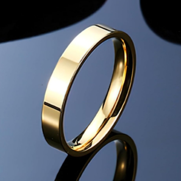 NEW 3mm 14K Goldplated Titanium Steel Band Ring - Picture 1 of 3